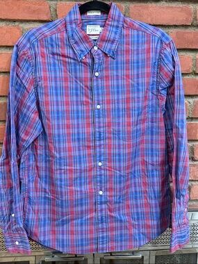 J. Crew Red and Purple Plaid Long-Sleeve Button-Down Shirt